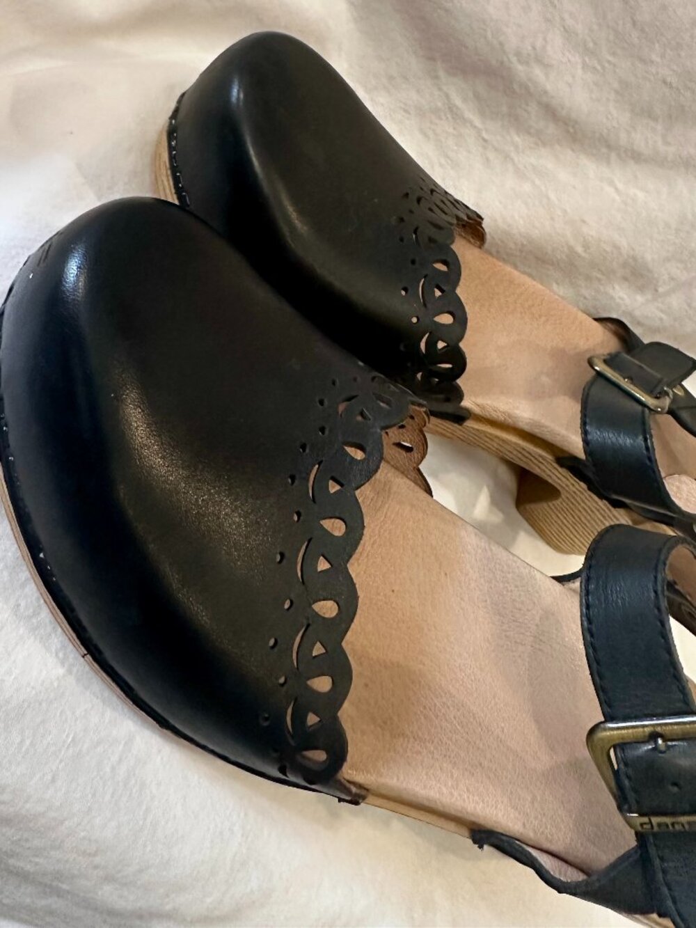 Dansko Black Leather Slingback Clogs